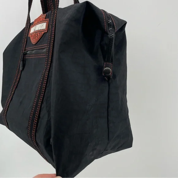 Harley-Davidson Black Nylon Travel Tote Duffle Bag Logo - Picture 3 of 10